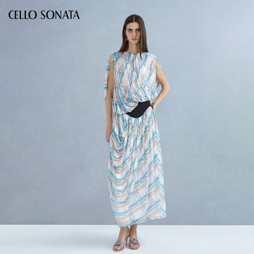 Printed Asymmetric Cape Top