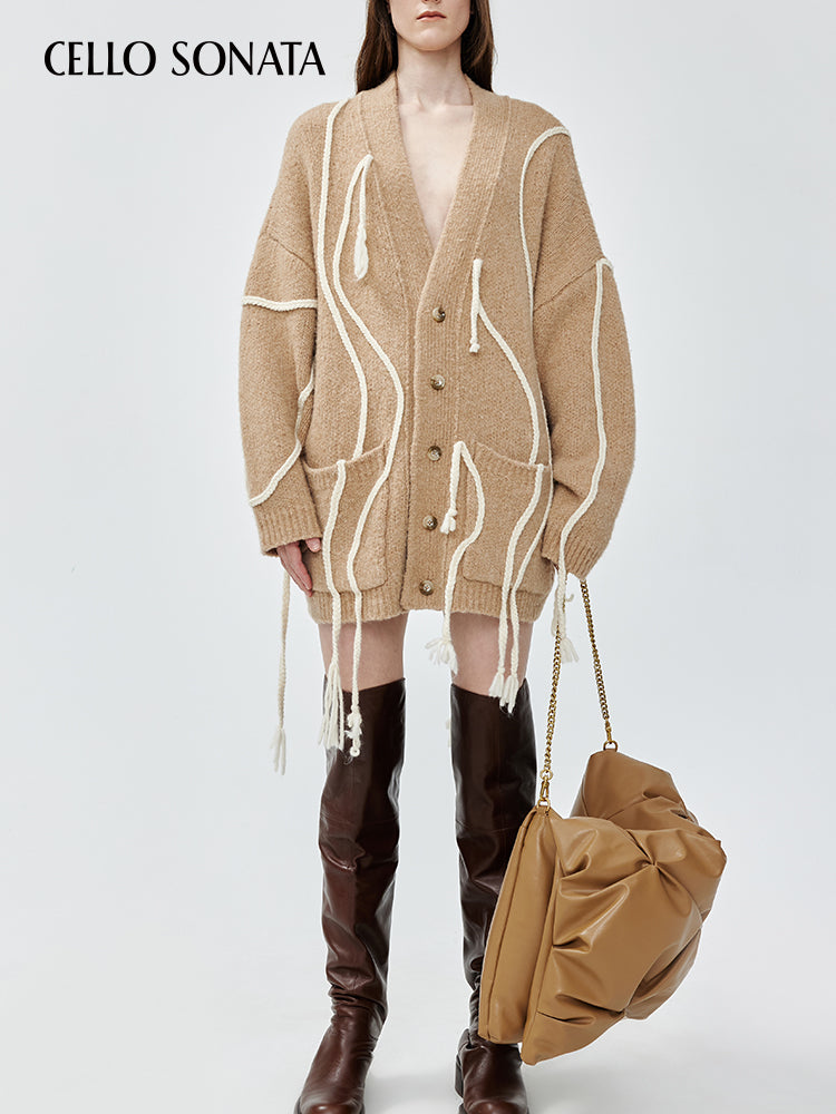 Irregular Flow Braided Knitted Sweater