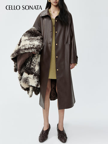Detachable Leather Trench Coat