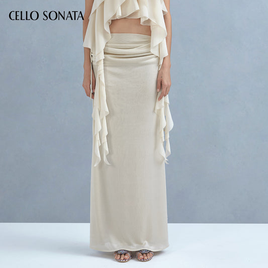 Acetate Knit Ruched Skirt