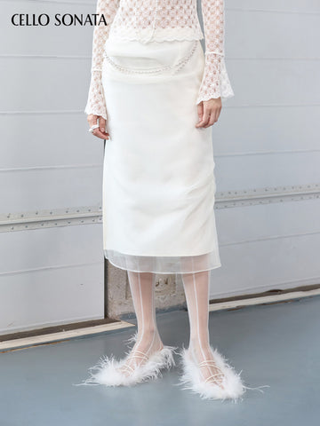 Irregular Gauze Ruched Skirt