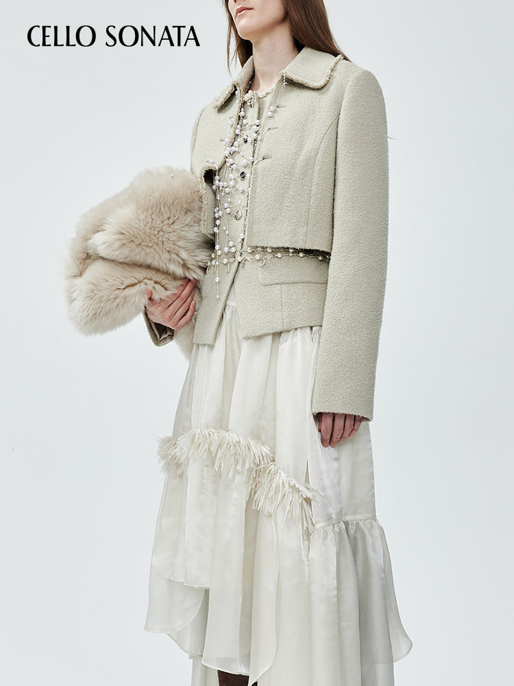 Pearl Chain Wool Jacket