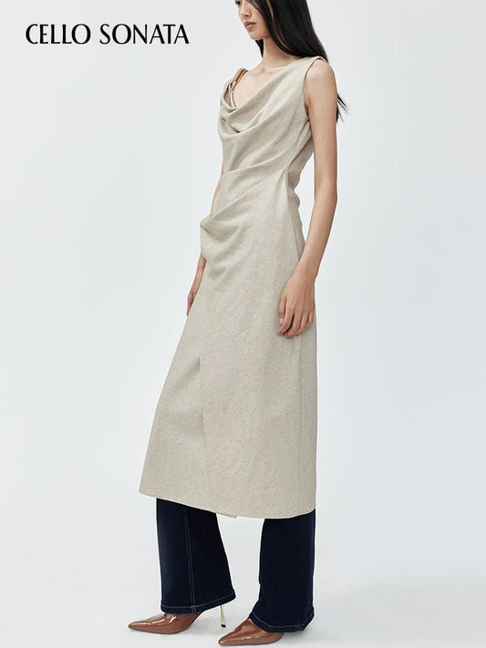 Asymmetrical Dress with Twisted Shoulder Strap