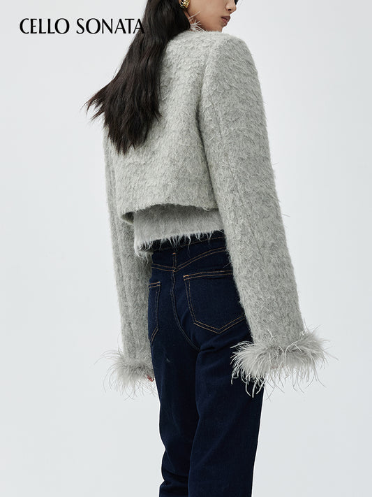 Ostrich Feather Decorated Wool Jacket