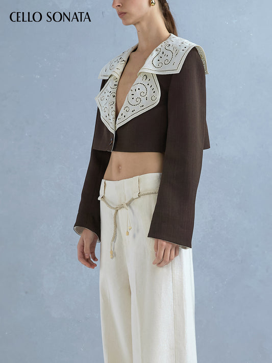 Cutwork Contrast-lapel Jacket
