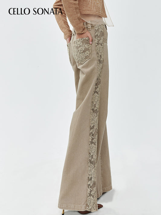 Long Jeans with Lace Patchwork