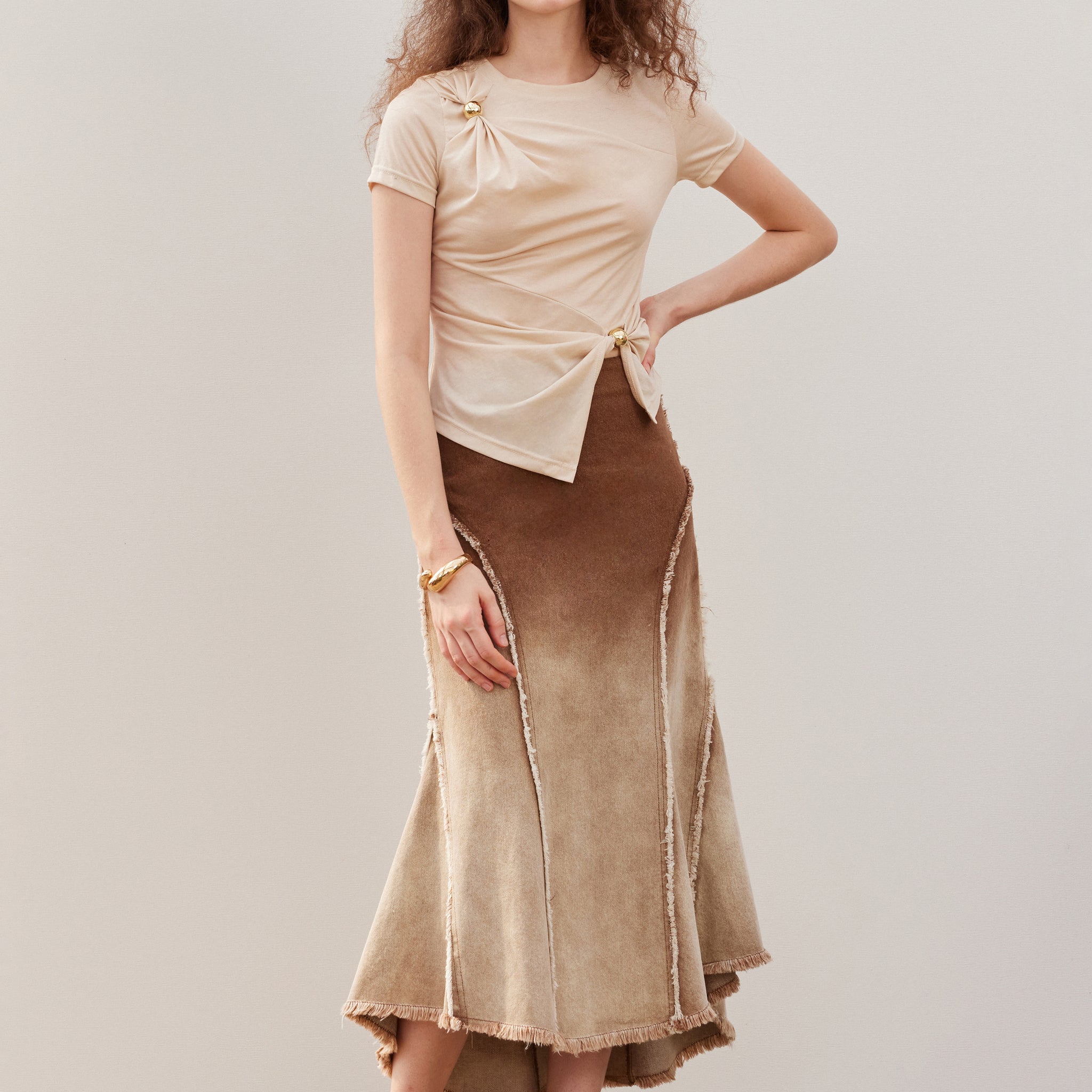 Gradient denim skirt