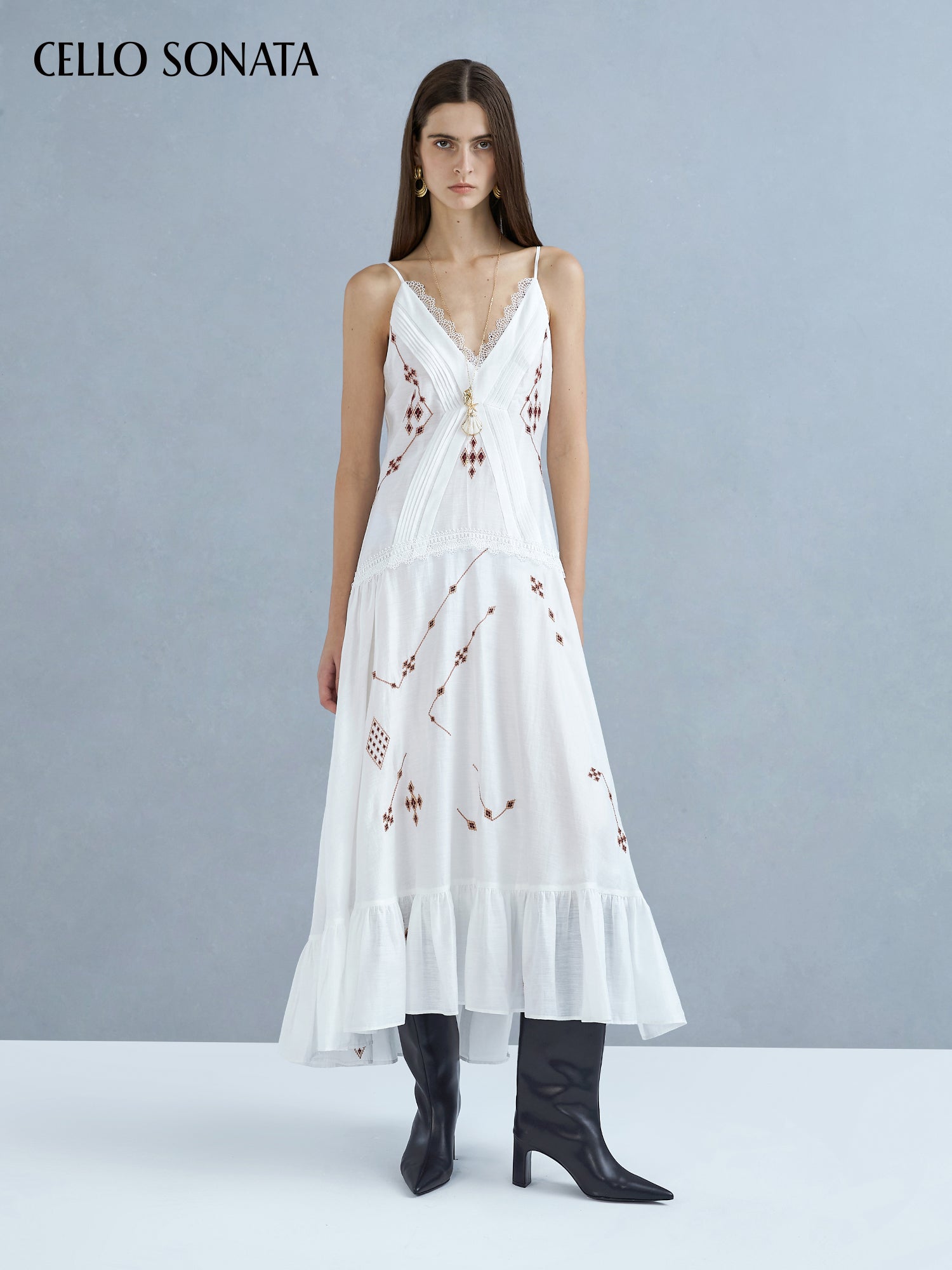 Boho embroidered dress