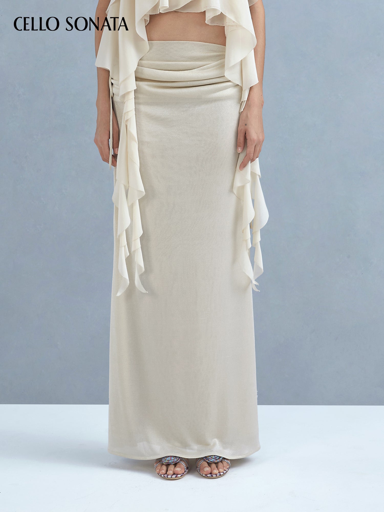 Acetate Knit Ruched Skirt