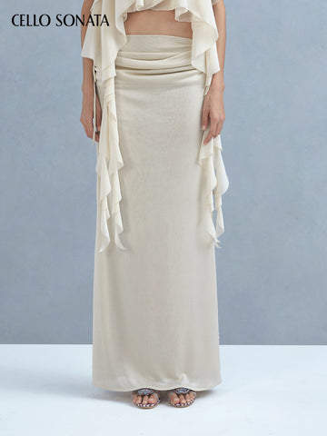 Acetate Knit Ruched Skirt