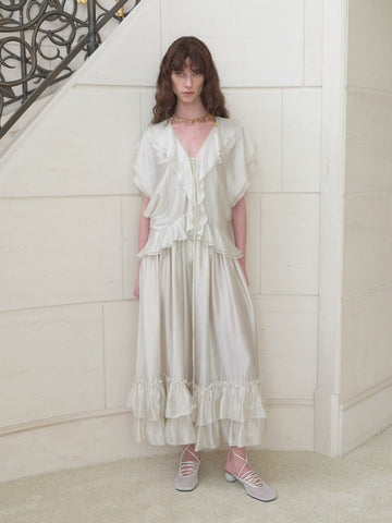 Acetate Ruffle Tie Dress