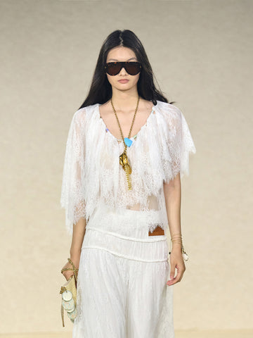 Beaded Lace Cape Top