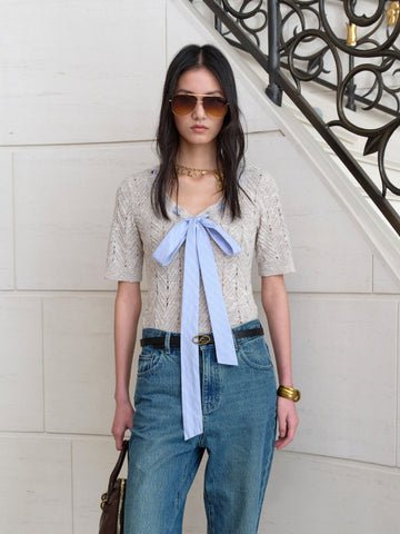 Round Neck Waist-Cinched Wool Yarn-Dyed Dark Stripe Jacket