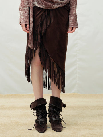 Asymmetrical Pleated Knit Skirt