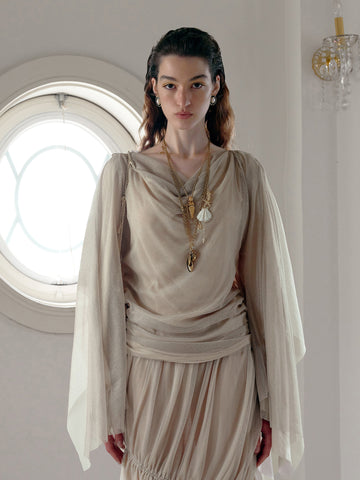 Draped Neck  Cape Top