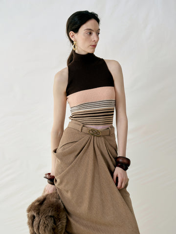 Colorful Striped Vest with Turtleneck