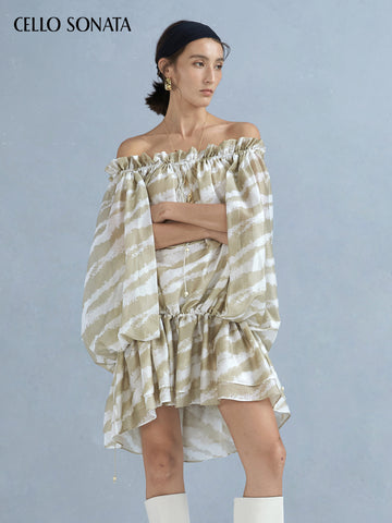 Printed off-shoulder mini dress