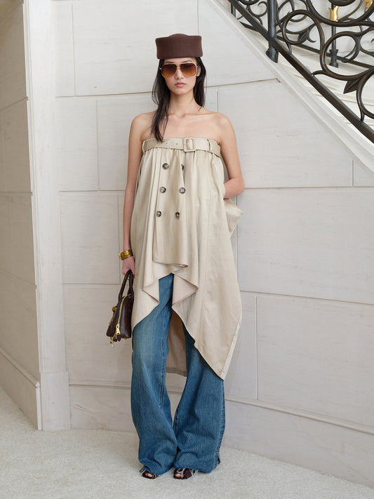 Cocoon Trench Coat Midi Skirt