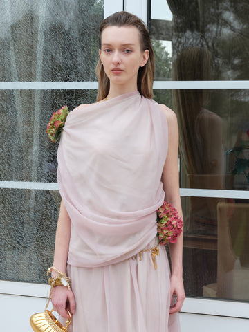 Draped Neck Pleated Top
