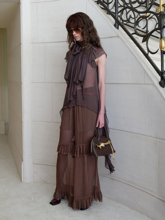 Sleeveless Top with Asymmetric Streamer