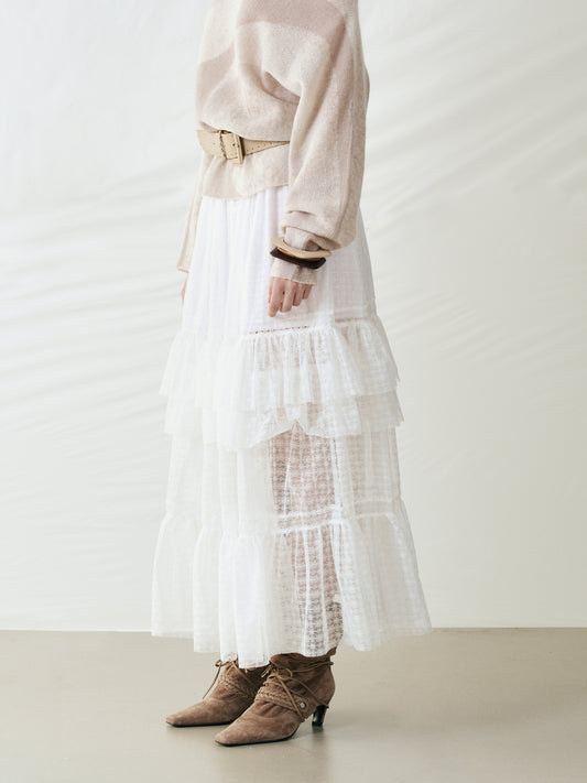 Lace Patchwork Tiered Skirt