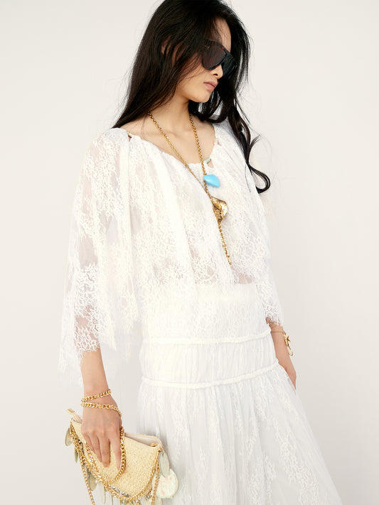 Beaded Lace Cape Top