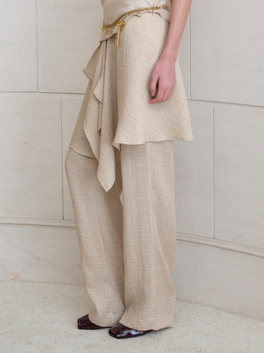 Ruffle Culottes with Ceramic Button Decoration