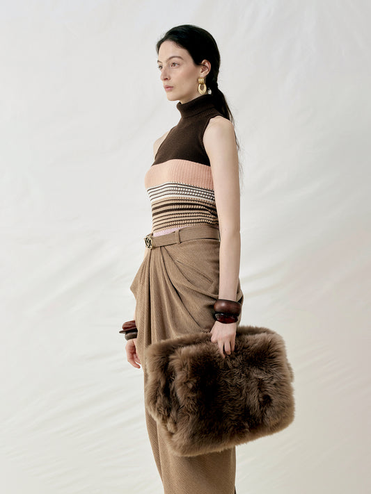 Colorful Striped Vest with Turtleneck