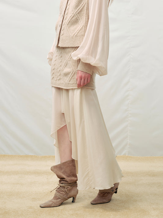 Cashmere Wool Cable Knit Yarn Skirt