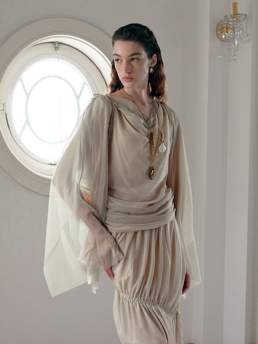 Draped Neck  Cape Top