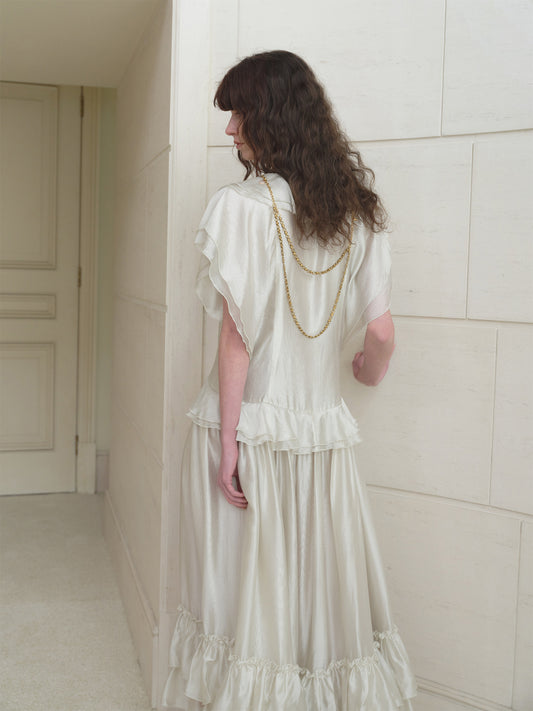 Acetate Ruffle Tie Dress