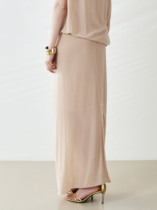 Asymmetrical Pleated Knit Skirt