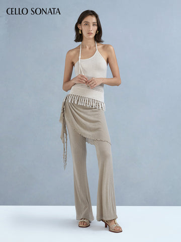 Halter Neck Hollow-Knit Top
