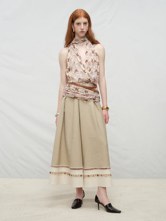 Beaded Ribbon Patchwork Skirt