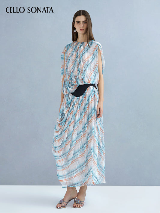 Printed Asymmetric Cape Top