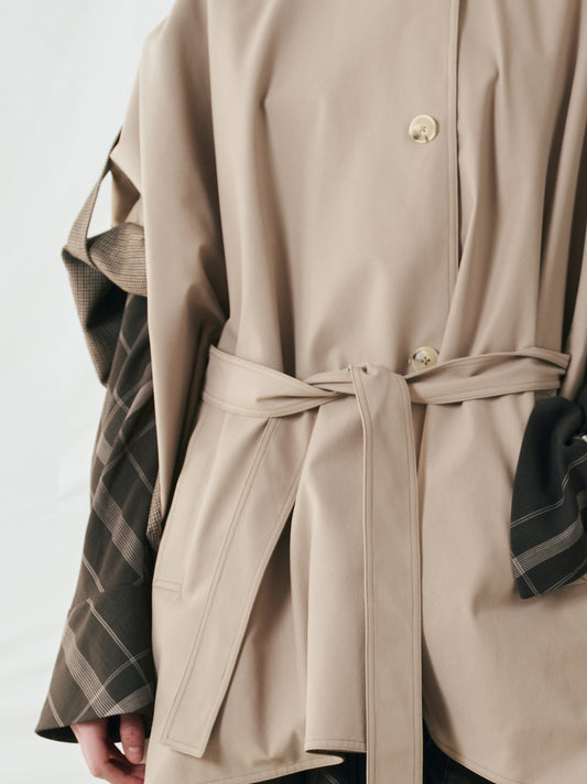 Reversible Double-Faced Trench Coat Cape