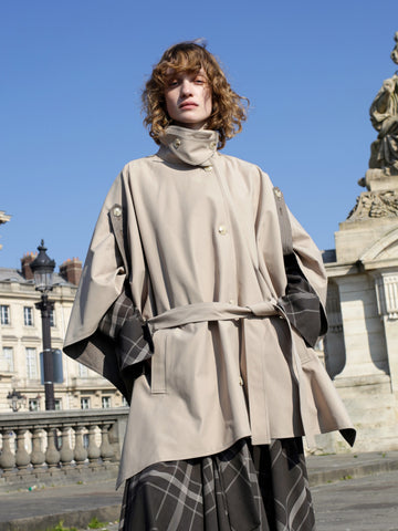 Reversible Double-Faced Trench Coat Cape