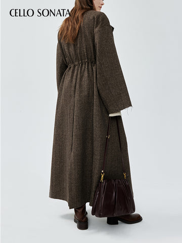Beaded Drawstring Wool Coat