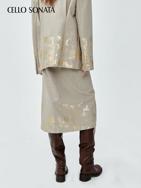 Woolen Gold-foiled Skirt