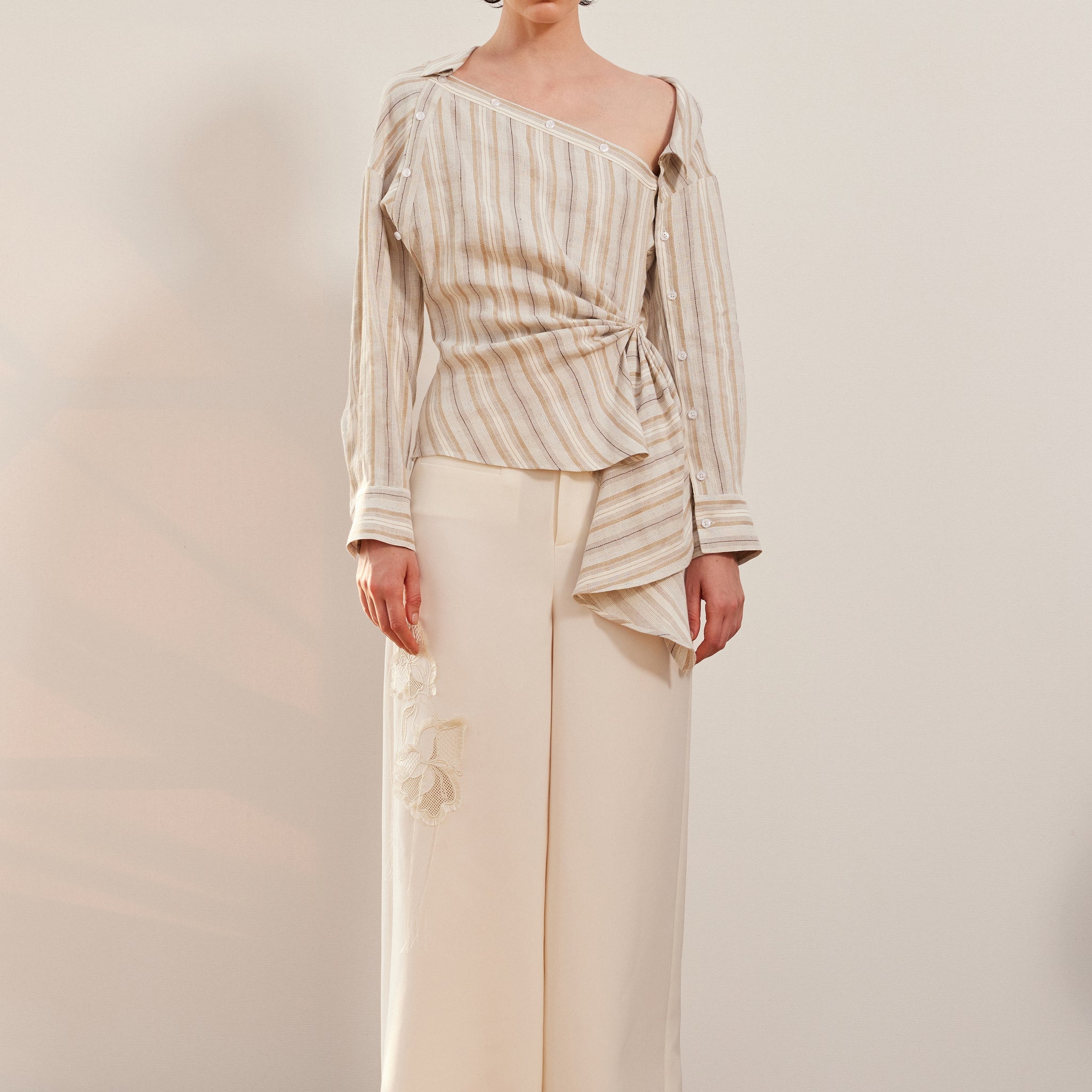 Linen striped deconstructed off-