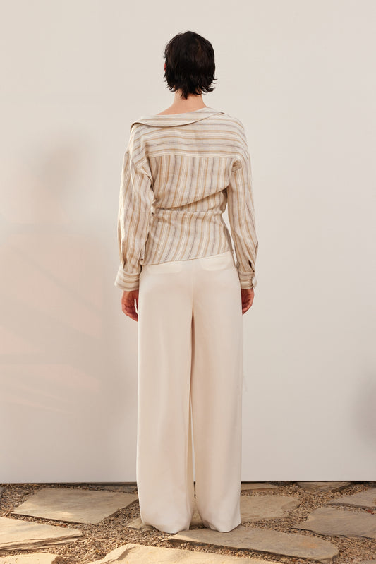 Flower Embroidered Low-Rise Trousers