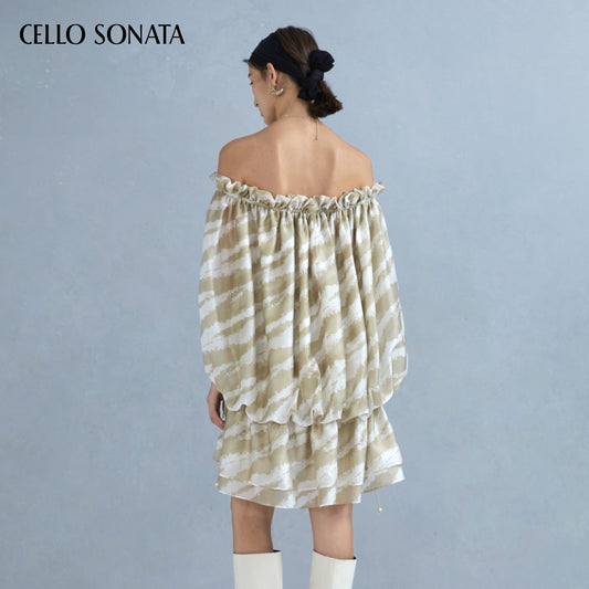 Printed off-shoulder mini dress