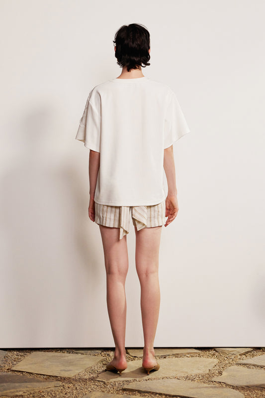 Hollow tassel embroidery short-sleeved T-shirt