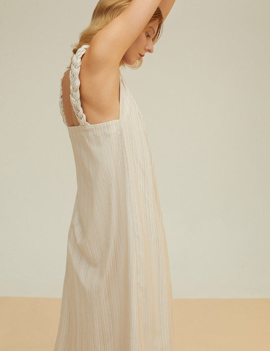 Striped dress with braided straps