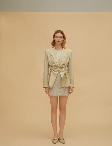 Linen drawstring blazer
