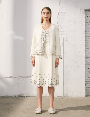 Lasercut Collarless Blazer